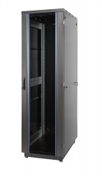 Фото Eurolan 60F-22-6A-31BL Телекоммуникационный шкаф Racknet S3000 22U 600 × 1000, передняя дверь стеклянная одноствор., задняя - металлическая одноствор., черный